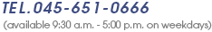 Telephone 045-651-0666 (available 9:30 a.m. - 5:00 p.m. on weekdays)